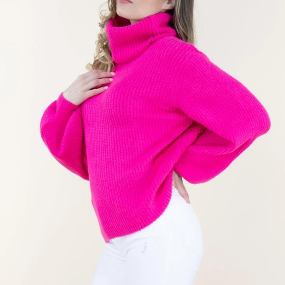Pink Turtleneck Sweater Top - Picture 3 of 4